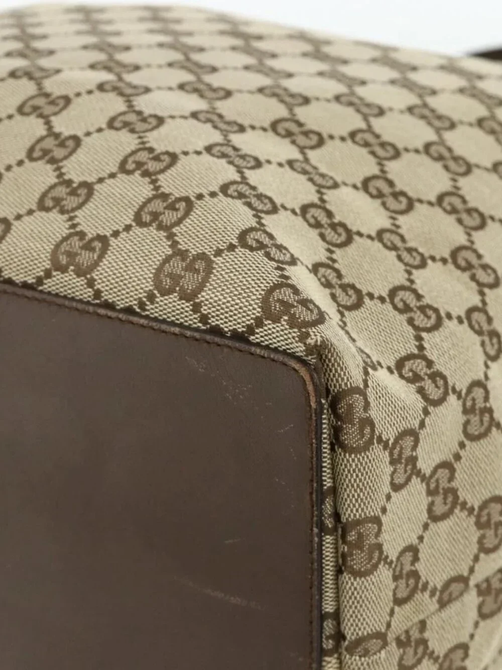 GUCCI GG Canvas Tote Bag Beige Silver 31242 Auth